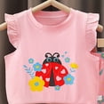 thumbnail image 4 of NOLDARES Baby Toddler Girl Two Piece Outfits Clothes Sleeveless Tank Shirt and Pullover Tee with Elastic Shorts Set(Pink,5-6 Y), 4 of 4