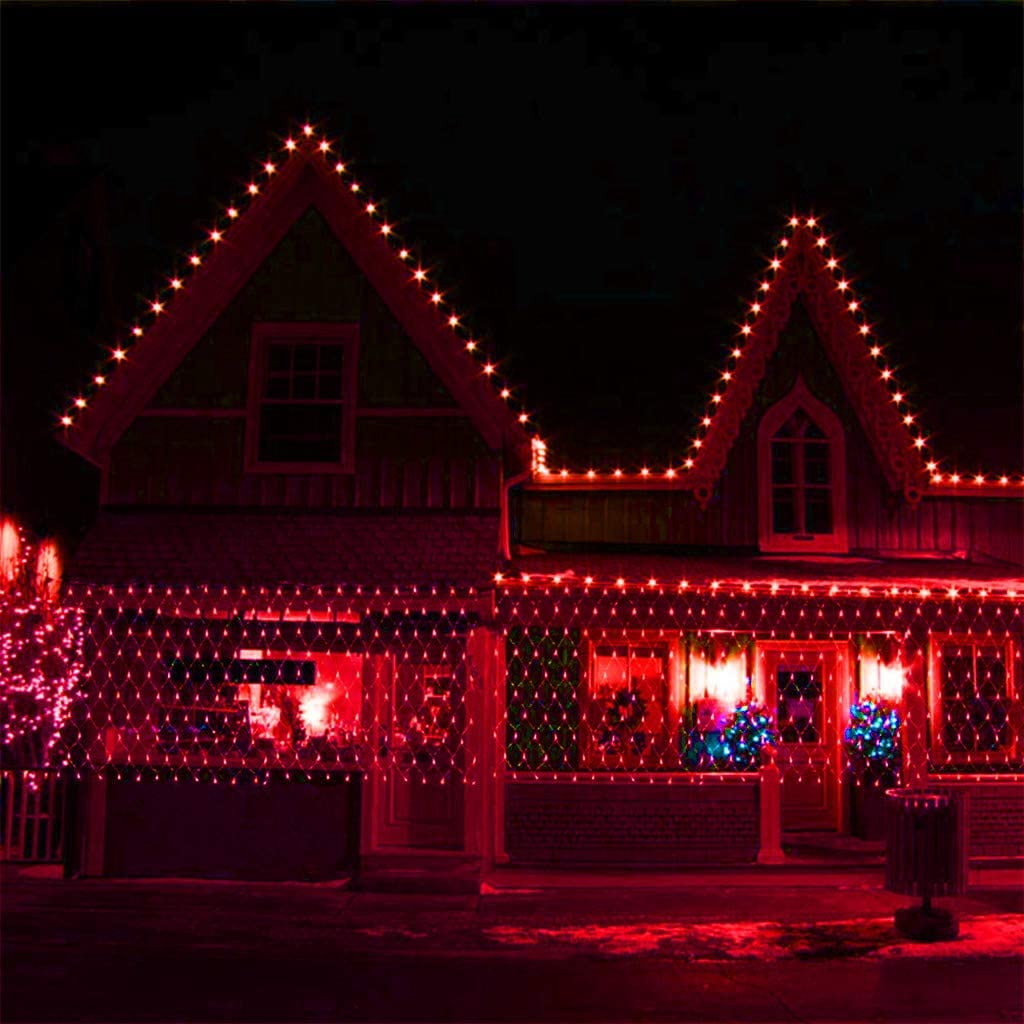 Net Mesh String Lights Waterproof ,8 Lighting Modes, Outdoor Christmas Decorative Lights, for Indoor Outdoor, Curtain, Christmas Tree, Holiday, Party(9.84 Ft x 6.6 Ft 144 LED, Red)