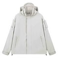 thumbnail image 4 of SERTG Mens Jacket Waterproof Hooded Workwearjacket Solid Color Long Sleeve Top Casual Outerwear with Zipper Pockets Drawstring Jacket for Men(White,4XL), 4 of 5