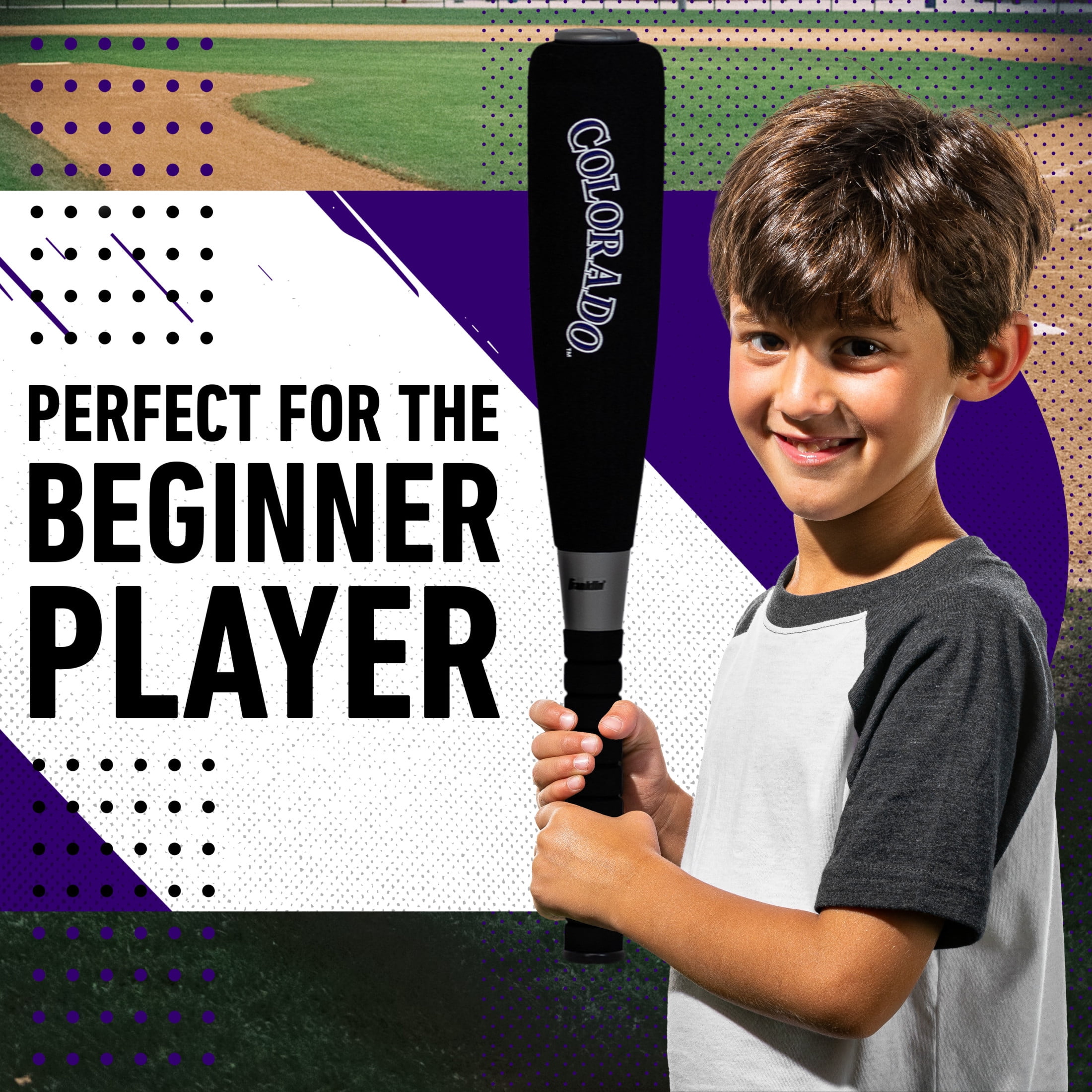 Franklin Sports MLB Colorado Rockies Foam Bat + Ball Set, 21 in