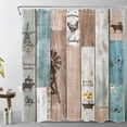 thumbnail image 1 of Sonernt Vintage Country Wood Shower Curtain for Bathroom,Funny Farm Animal and Sunflower Floral Fabric Shower Curtain with Hooks,Rustic Theme Farmhouse Bathroom Curtains Shower Set, 72x72 inches, 1 of 6