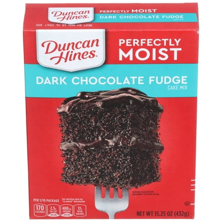 Pack Of 2 Duncan Hines Perfectly Moist Dark Chocolate Fudge Cake Mix, 15.25 oz (Package May Vary)