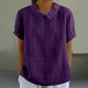 thumbnail image 2 of Vestidos Casuales Para Mujer, Blusas De Mujer De Moda Camisa de lino lisa de verano para mujer, con cuello de muñeca y solapa suelta, bonita, 2 of 5
