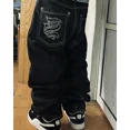 thumbnail image 3 of Pantalones cortos holgados con gráficos bordados retro de tendencia americana Y2K para hombre, pantalones vaqueros de cintura alta estilo Harajuku Punk Hip Hop, ropa de calle, 3 of 5