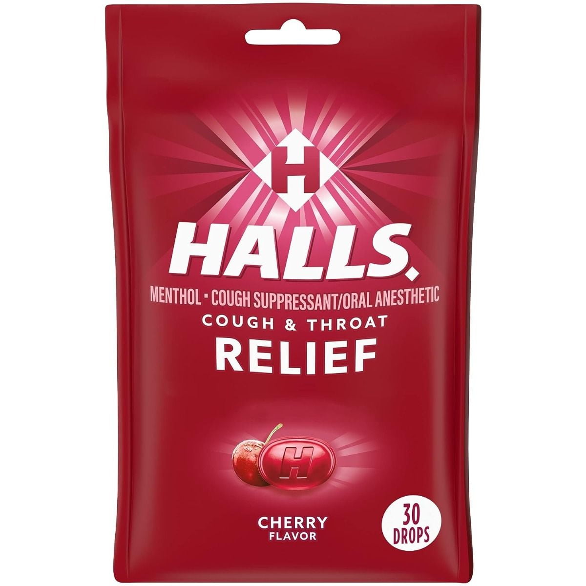 Halls Triple Soothing Action Cough Drops, Cherry, 30 Ct (6 pack) (Bundle)