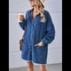 thumbnail image 4 of Vestido Camisero Vaquero Extragrande para Mujer, con Botones, Larga, Farol, Bajo Deshilachado y Azul Oscuro L, 4 of 10