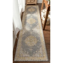 Well Woven Areva Machine Washable Yellow Vintage Oriental Medallion Flat Pile Runner Rug 3x10 (2'6" x 9'10" Runner)