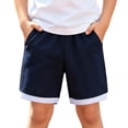 thumbnail image 2 of WAVSUF Boys Summer Shorts Soft Loose Fit Elastic Waist with Pockets Back to School Daily Cotton Shorts White 14-16, 2 of 10