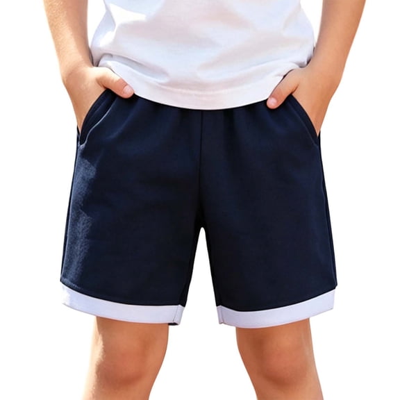 Ynynloco Boys 100%Cotton Athletic Shorts | Back to School, Elastic Waistband, Drawstring, Pockets, Baggy, Loose Fit, Lightweight Pant
