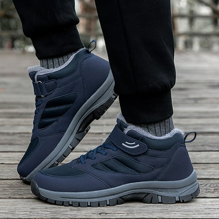 

Dyfzdhu Male Middle Aged Elderly High Top Plush Thickening Non Slip Wear Comfortable Cotton Shoes Warm Sports Cotton Shoes