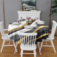 thumbnail image 2 of Black White Gold Wave Marble Round Tablecloth 60"x60",Wrinkle Wipeable Table Cloth for Kitchen Dining Room Picnic Patio Party, 2 of 6