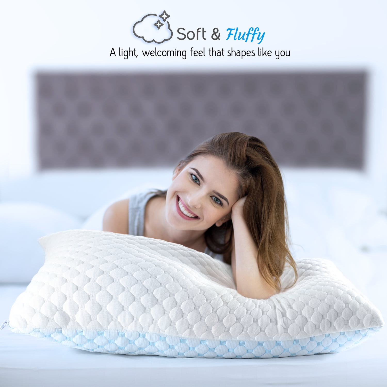 Nestl Temperature Regulating Reversible Cooling Pillow, Memory Foam Pillow, Standard/Queen Pillows 20” X 28”, 2 Pack