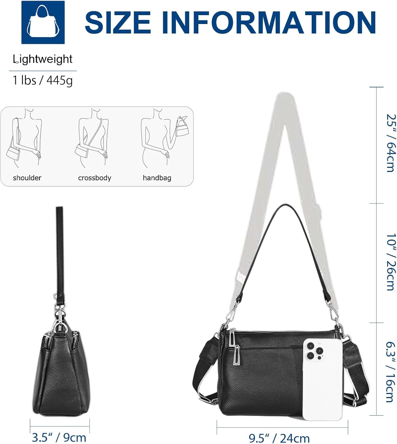 Genuine Leather Hobo Bag for Women Crossbody Shoulder Purses with Dual Straps