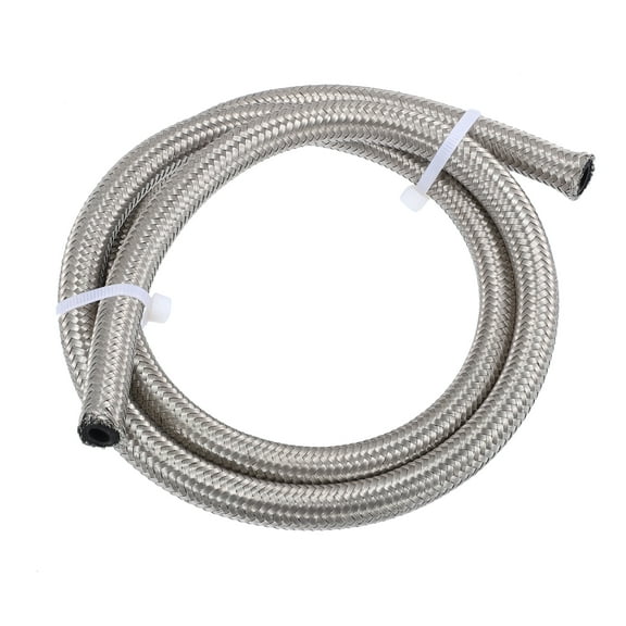 Unique Bargains 3ft 4AN Fuel Hose AN4 Universal Car Braided Stainless Steel CPE Oil Fuel Gas Line Hose Silver Tone
