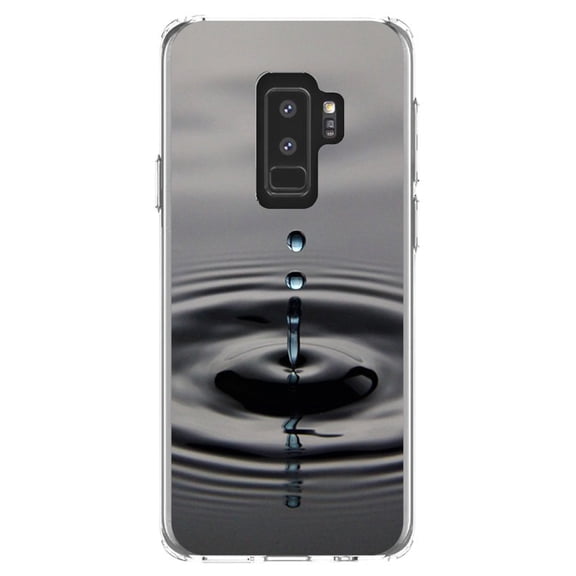DistinctInk Clear Shockproof Hybrid Case for Samsung Galaxy S9  PLUS (6.2" Screen) - TPU Bumper, Acrylic Back, Tempered Glass Screen Protector - Single Water Droplet