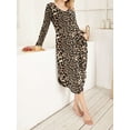 thumbnail image 4 of Avidlove Womens Long Sleeve Nightgown Leopard Print V Neck Nightshirts Sleepwear with Pockets, 4 of 7