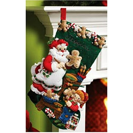 Christmas Cookies Stocking Felt Applique Kit, 18"