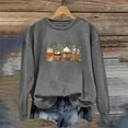 thumbnail image 2 of EHQJNJ Sweat-Shirt Femme Graphique Col Rond Automne Décontracté Ample Imprimé Citrouille Boisson Sweat-Shirts Femmes Surdimensionné Col Rond Sweat-Shirt Femmes, 2 of 3