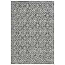 SAFAVIEH Courtyard Lillie Geometric Indoor/Outdoor Area Rug, Dark Grey/Light Grey, 5'3" x 7'7"