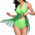 thumbnail image 4 of Two Piece Swim Dress Swimsuit for Women Ruched Tummy Control Tankini Set Plunge V Neck Skirted Bathing Suit, 4 of 6