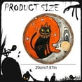 thumbnail image 3 of WHEANG Halloween Retro Cat And Moon Wooden Circular Logo Creative Decorative Board，Halloween Look Wall Art Moon And Wooden Sign, 3 of 5