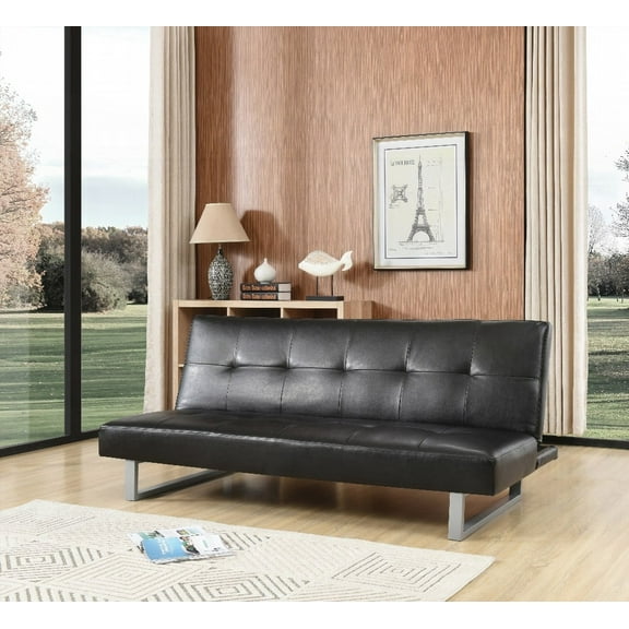Chroma G116-S Black Sofa Bed, 30"x70"x34", Convertible for Guests