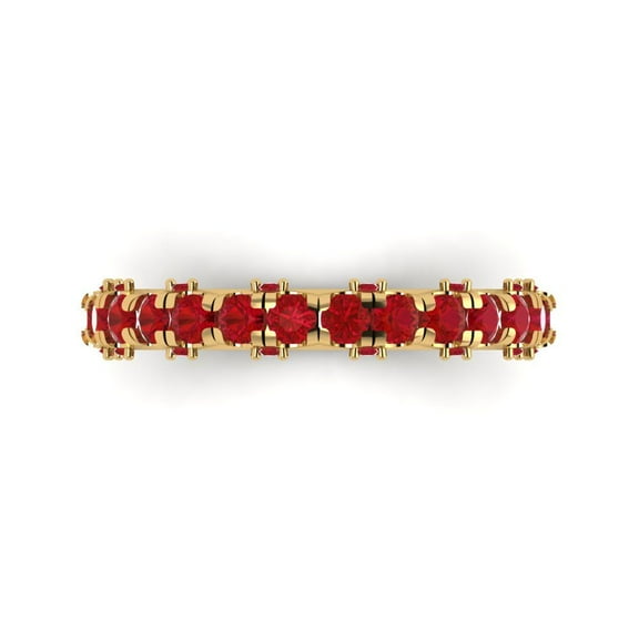 3.13 ctw Wedding Band for Women - 18K Yellow Gold Simulated Ruby Stackable Eternity Ring