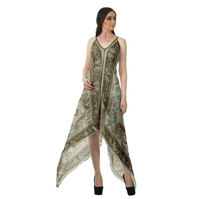Moomaya Robe Bohème Imprimée Dos Nu Été Col en V Dos Nu Robes Femmes