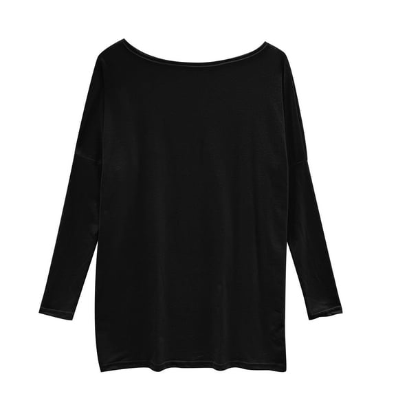QUYUON Sweatshirts Women Trendy Deals Crewneck Sweatshirts Graphic Polyester Long Sleeve Crew Neck Solid Blouse Tops Style S-376 Breathable Cozy Sweatshirts Ladies Oversized Fit Shirts Black XXL