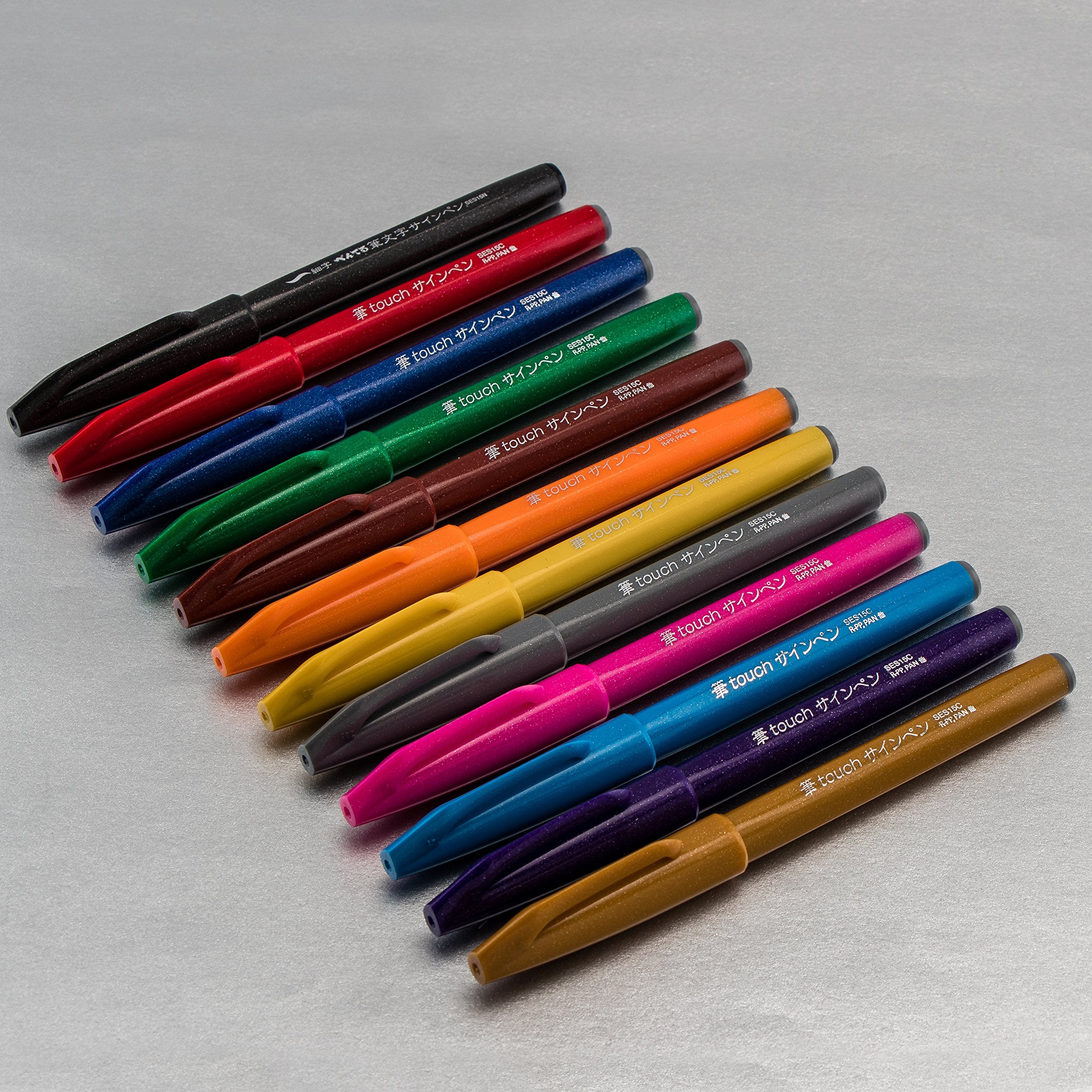 Pentel Sign Pen Brush Tip Set, 12-Colors