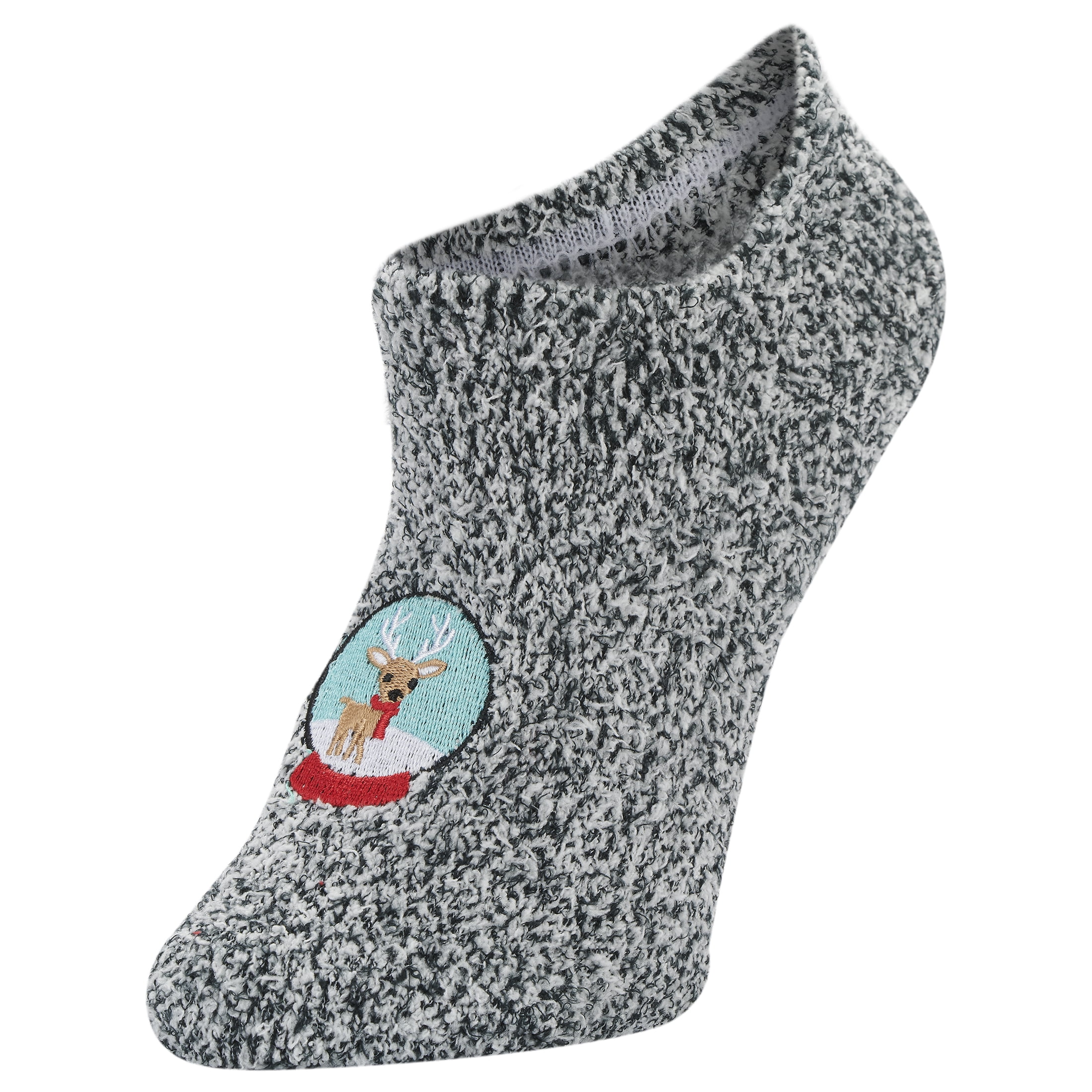 Airplus Spa Footie Sock, Reindeer Black and White Women's Medium, 5-10