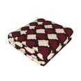 thumbnail image 3 of Horizontal Flannel Blanket Is Light Warm Soft Anti-Pilling Anti-Wrinkle Anti-Allergy And No Hair Loss For Bed And Sofa Camping Travel Crimson Modern Houndstooth Texture_1, 3 of 8