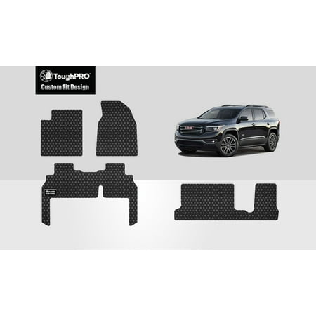 ToughPRO - GMC Acadia Denali Front, 2nd & 3rd Row Mats - All Weather - Heavy Duty - Black Rubber - 2014 (2nd Row Bench