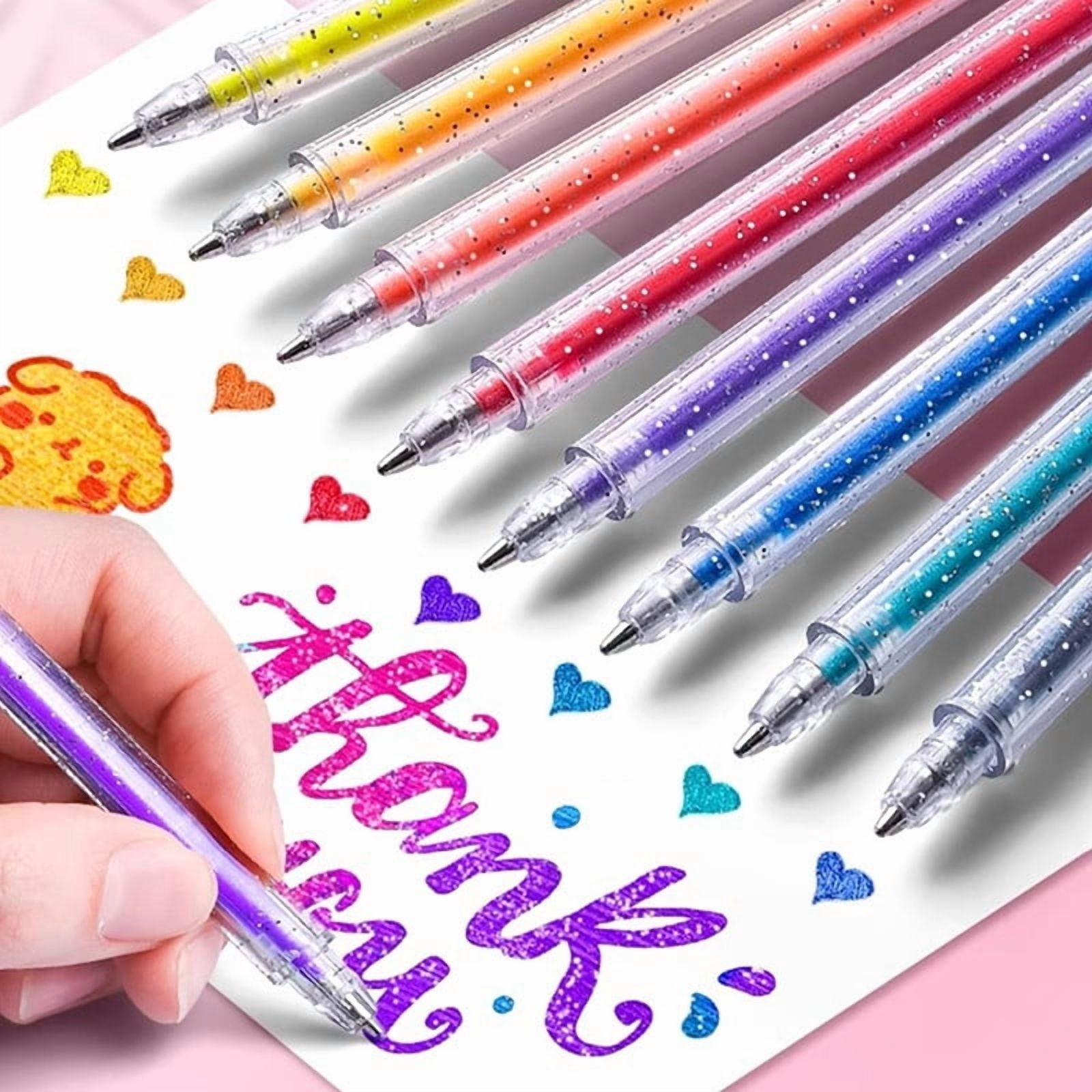 HOMEIORA Glitter Gel Pens, 12 Colors Bold Point 1.0mm Vibrant Sparkle Colorful Pen for Adult Coloring Books, Crafting Journaling Doodling Drawing, 12 Pack