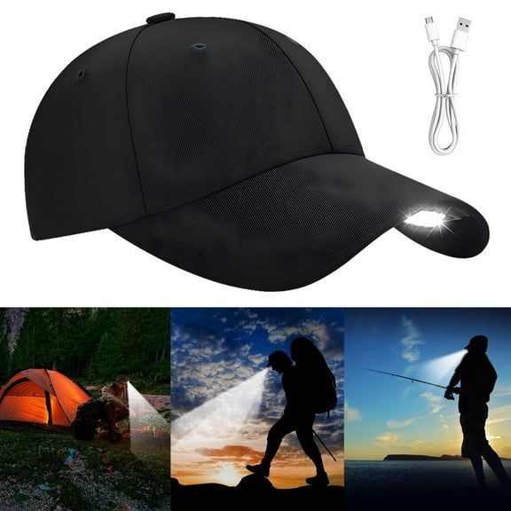 IC ICLOVER Baseball Cap with Light, Hands Free LED Hat Light 5 LED Headlamp Hat for Outdoor Jogging Fishing, Black