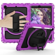 iPad 6th / 5th Generation Case, iPad Pro 9.7 / iPad Air 2 Case, Dteck Heavy Rugged 3 Layer Full Body Shockproof Protective Cover with 360 Rotate Stand /Hand Strap/ Should Belt /Pencil Holder,Purple