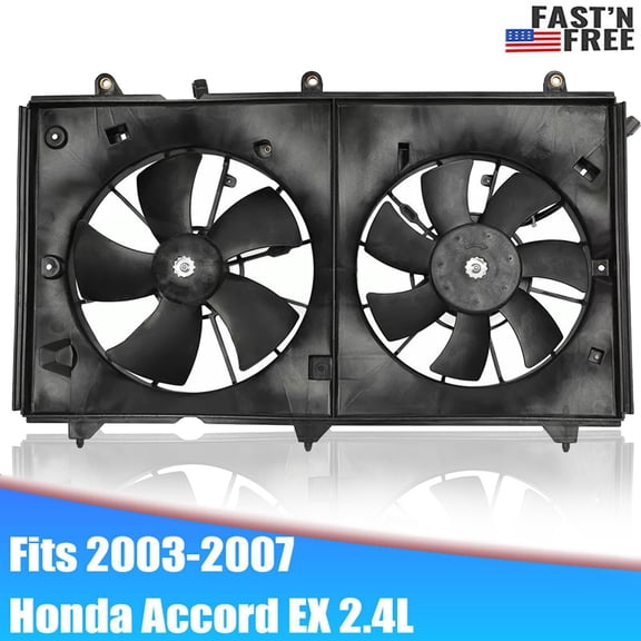 Fit 2003-2007 Honda Accord EX 2.4L 4Cyl Radiator Condenser Cooling Fan Assembly