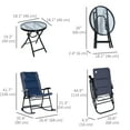 thumbnail image 3 of Outsunny 3pc Patio Foldable Rocking Chair Set, Outdoor Rocking Chairs and Table Bistro Set w/ Padded Seat, Headrest, Backrest for park, backyard, garden, Blue, 3 of 10