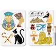 thumbnail image 1 of 2 plantillas de gato egipcio de 11,7 × 8,3 pulgadas, plantilla de pintura de faraón y esfinge, reutilizable, plantilla de pirámide del desierto de Anubis, manualidades DIY, 1 of 9