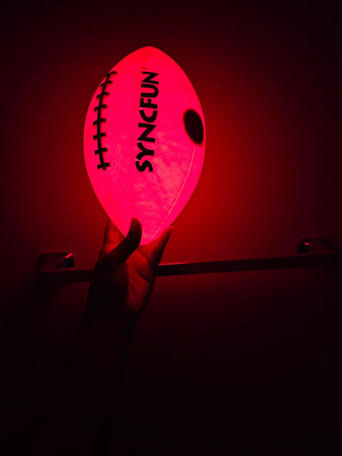 Glow in The Dark Football Light Up Led Football Birthday Gifts for Teen Boy Glowing Red Cool Football Stuff Outdoor Games for Evening Play Toys for Kids Ages 3 Old and up, Size 6