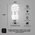 thumbnail image 2 of E26 Standard Screw Base 13Watt CFL Light Bulb - 3 Pack, 5000 Kelvin for Pure White Daylight and 800 Lumens (65 Watt Incandescent Light Bulb Equivalent) - UL Listed, 2 of 8