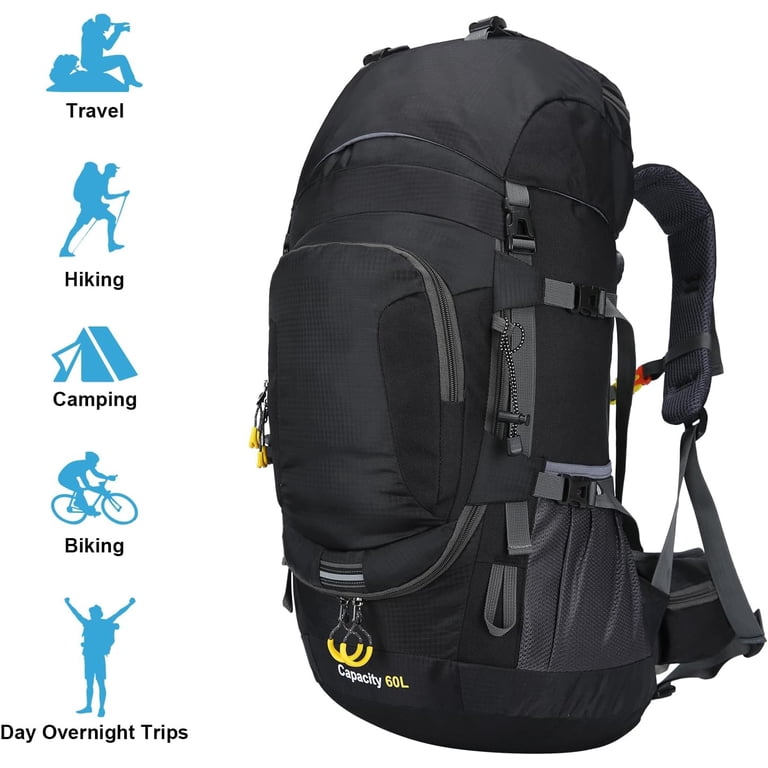 rains camp backpack black 40-45L Adjustable Outdoor Waterproof Rain Cover Hiking Camping It includes various compartments such as a padded laptop compartment RAINS Clip Front Backpack Black