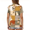 thumbnail image 6 of JoveMarine Women's Short Sleeve Button Up Shirt with Lapel Collar Striped Plaid Print Blouse Casual Work Top for Daily and Office Wear Spring/Summer Beige L, 6 of 6