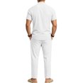 thumbnail image 4 of hotojiny Mens 2 Piece Outfits Casual Summer Vacation Beach Wear Classic Fit Button down Shirt with Straight Leg Pants Set(White,Medium), 4 of 7