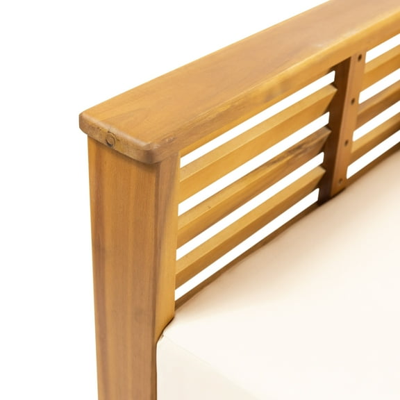 Christopher Knight Home Louver Outdoor Acacia Wood Outdoor Club Chair with Cushions by Teak Cream