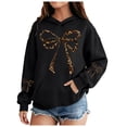 thumbnail image 3 of Leey-World Toddler Hoodie Girl's Bow Cheetah Leopard Hoodies Long Sleeve Pullover Tops Preppy Cute Sweatshirts Hoodies(Black,4-5 Years), 3 of 8