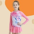 thumbnail image 4 of XBASW Kids Teen Girls Swimsuits Two Piece Long Sleeve Swimwear Tops with Swim Skirt Sets Sun Protection UV 50+ Bathing Suit for 8-14 Years, 4 of 9