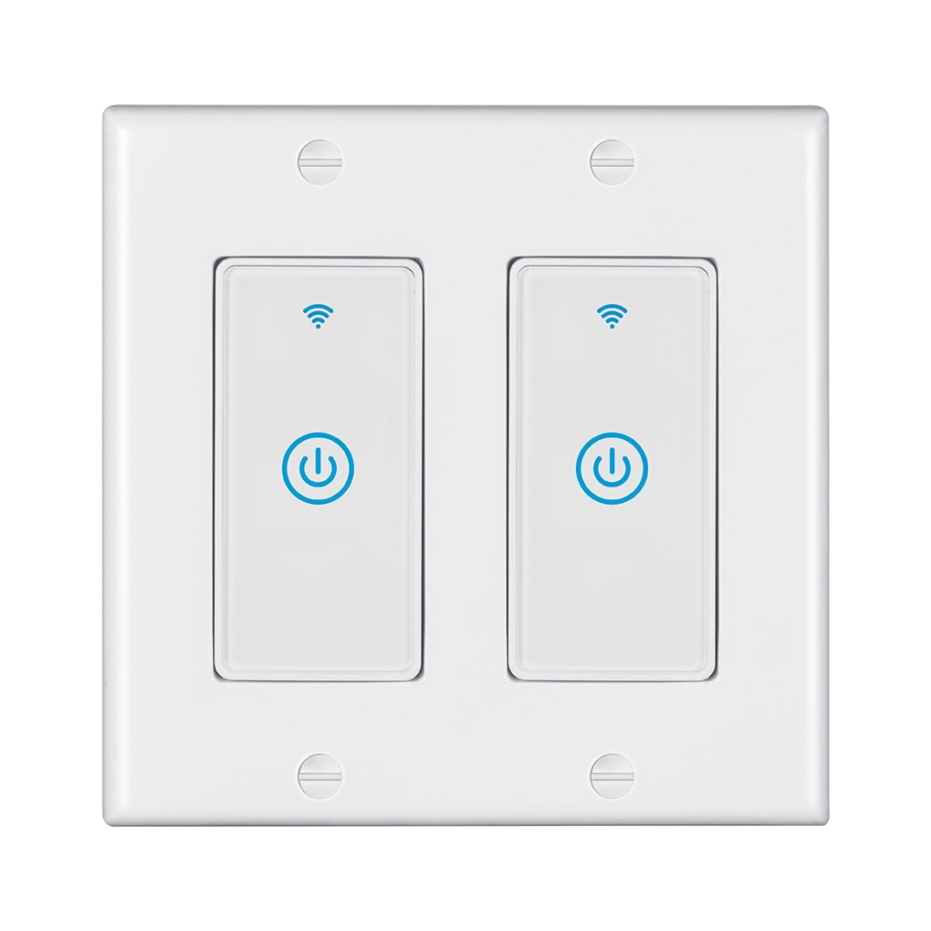 Worallymy 2 Gang Touch Control Button Light Switch Wifi Remote Control Timer Wall Mount Lamp