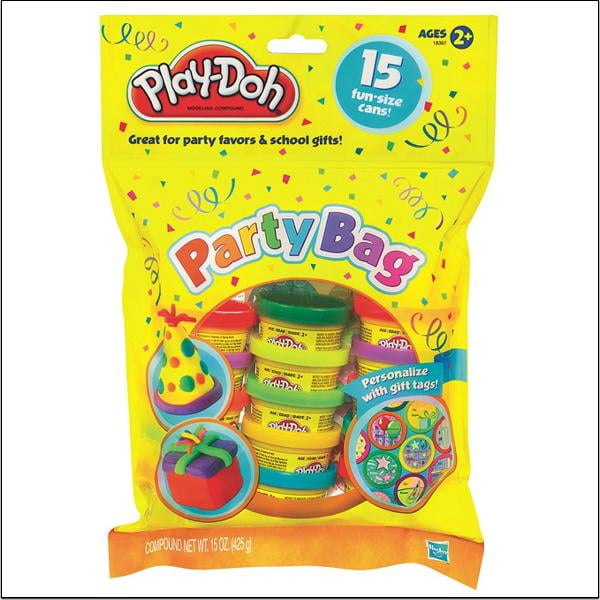 Play-Doh Party Bag includes 15 Tubs and 16 Stickers Assorted Colours 