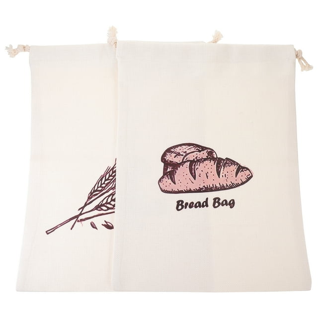 2 Pcs Sacs à Pain en Lin Conteneurs à Pain Faits Maison Pochettes de Rangement Réutilisables